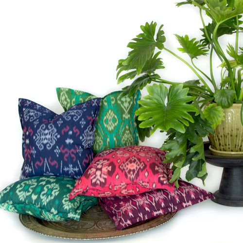 Jewel Toned Cotton Ikat Pillow Collection - Memento Style