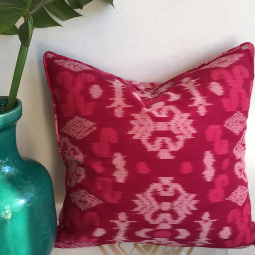 Raspberry Ikat Pillow - Memento Style